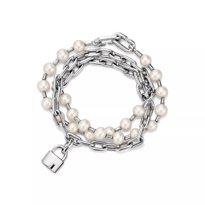 [Stellar jewels]PEARL LOCK SILVER BRACELET