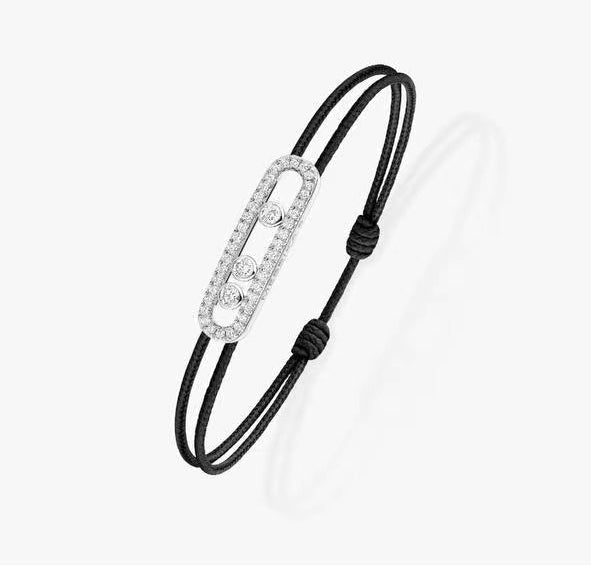 [Stars Jewelry]Care(Medium-3.5mm) pink cord pavé bracelet