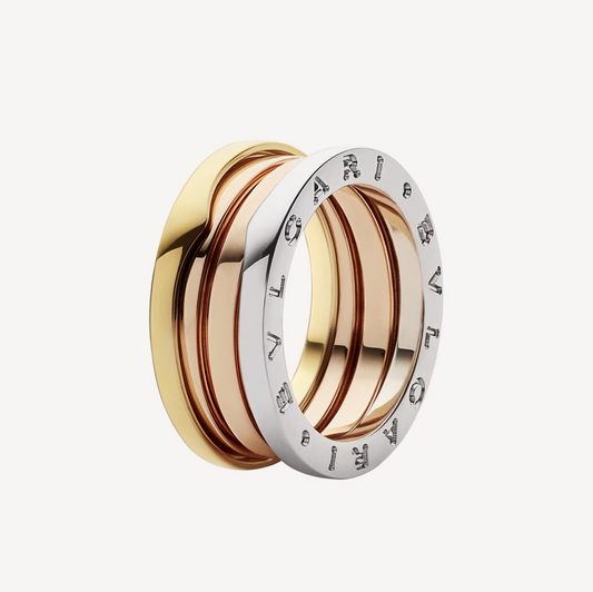[Stars Jewelry]ZERO 1 THREE-BAND ROSE WHITE AND YELLOW RING
