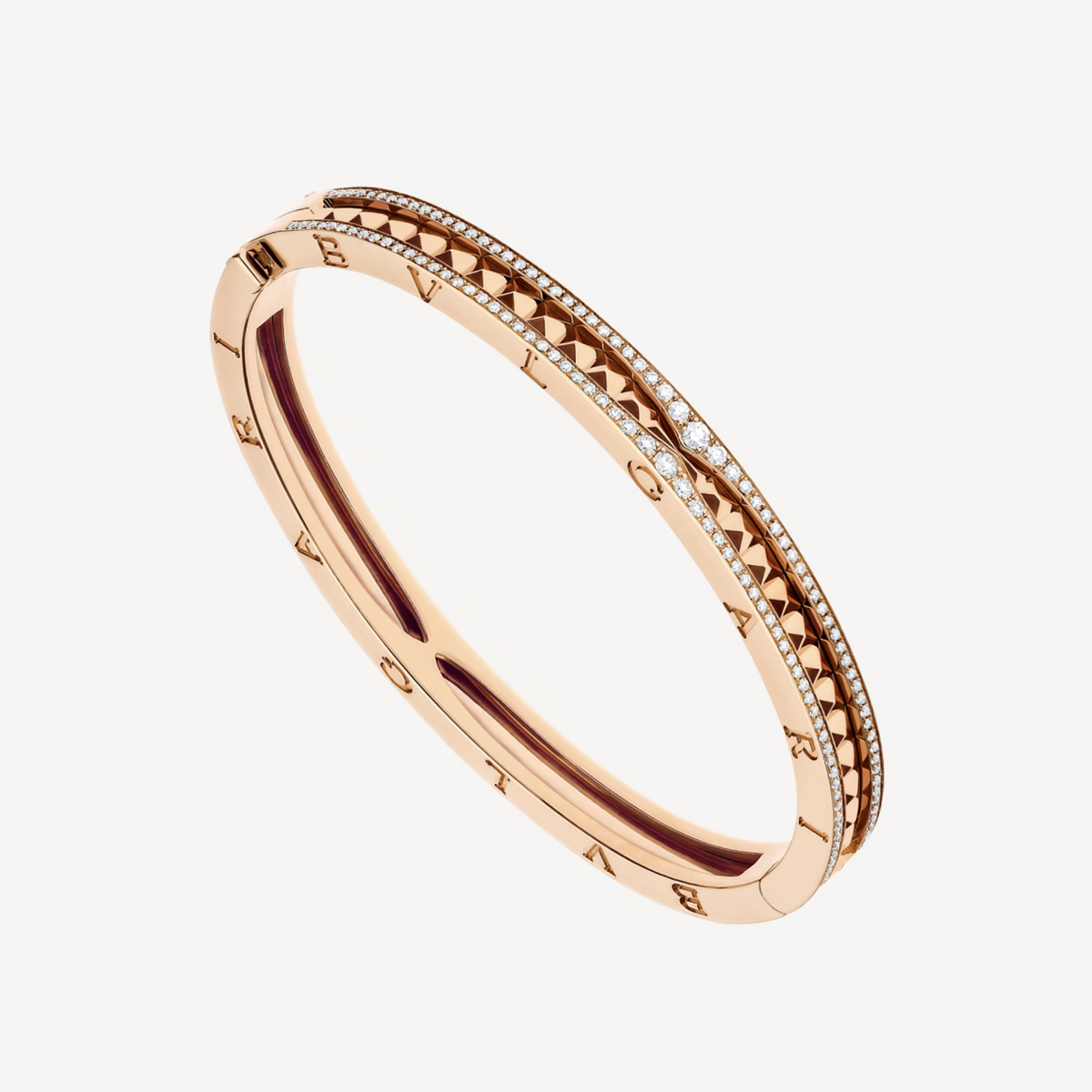 [Stars Jewelry]ZERO 1 SPIRAL AND PAVED DIAMOND PINK GOLD BRACELET