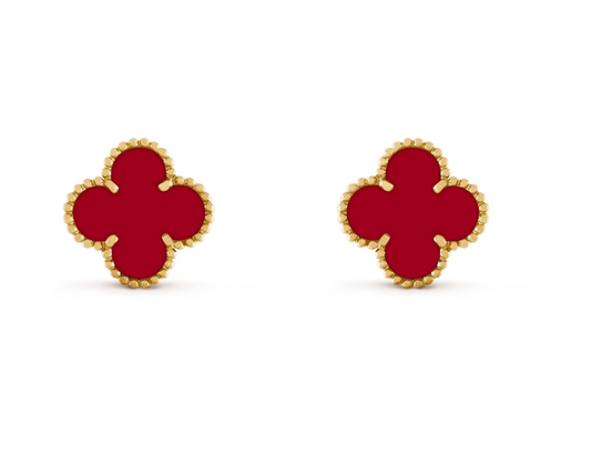 [Stars Jewelry] CLOVER 20MM RED AGATE EARRINGS