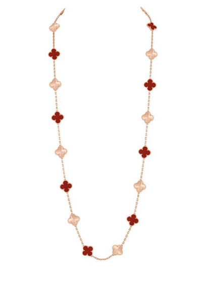 [Stars Jewelry]CLOVER 20 MOTIFS LASER CARNELIAN NECKLACE