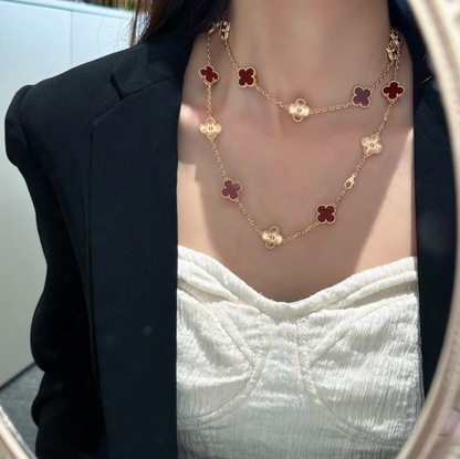 [Stars Jewelry]CLOVER 20 MOTIFS LASER CARNELIAN NECKLACE