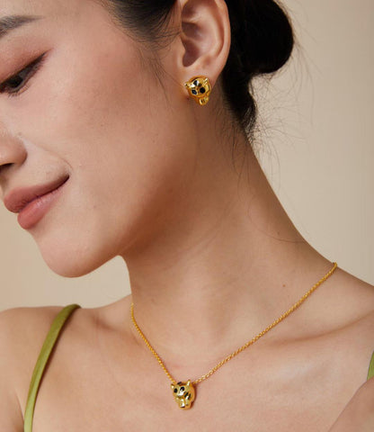 [Stars Jewelry]CHRRTAH-PRINT STUD EARRINGS, THREE COLORS