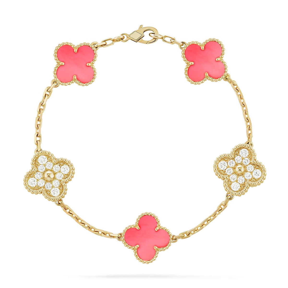 [Stars Jewelry] CLOVER 5 MOTIFS  PINK MOP BRACELET COLLECTION