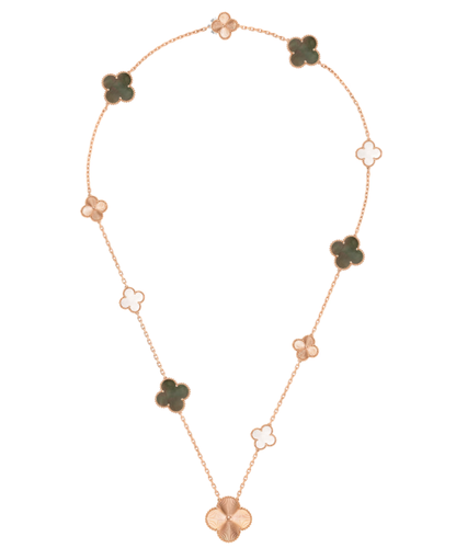 [Stars Jewelry]DETACHABLE CLOVER 15(11+4) FLOWER SILVER NECKLACE SET