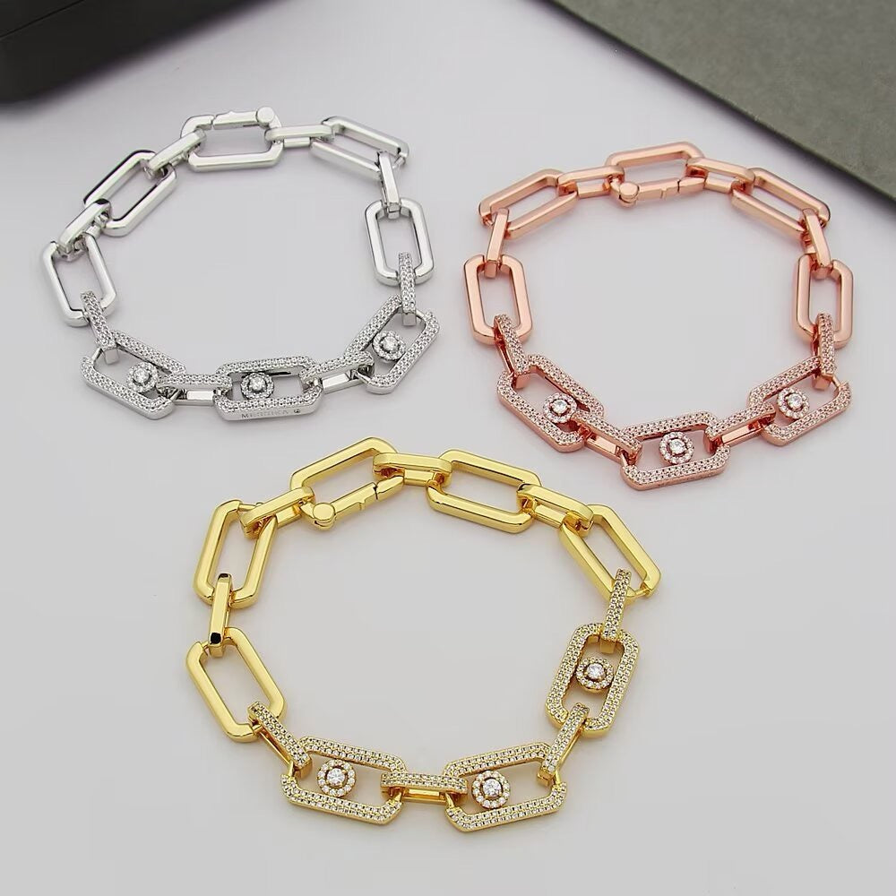 [Stars Jewelry]Large Full Diamond Unisex Sliding Bracelet with Moissanite