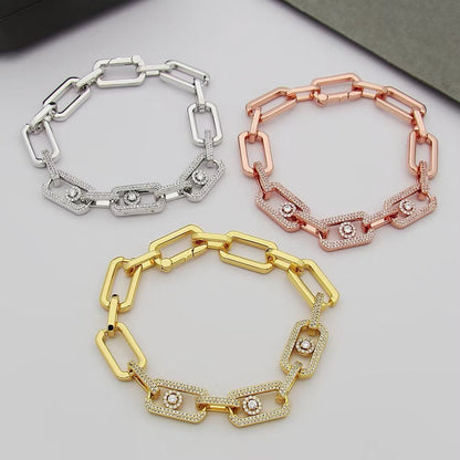 [Stars Jewelry]Large Full Diamond Unisex Sliding Bracelet with Moissanite