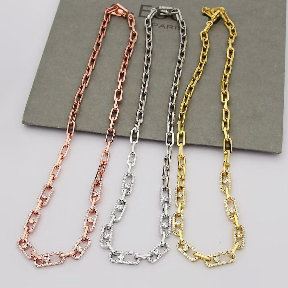 [Stars Jewelry]Move Link Pave Diamond Necklace