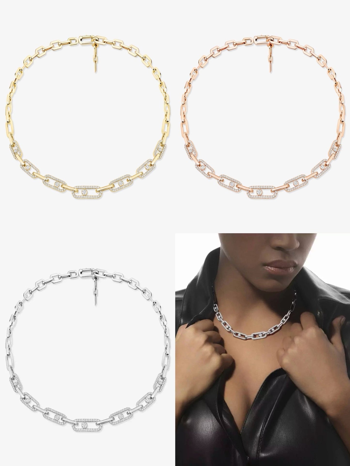 [Stars Jewelry]Move Link Pave Diamond Necklace