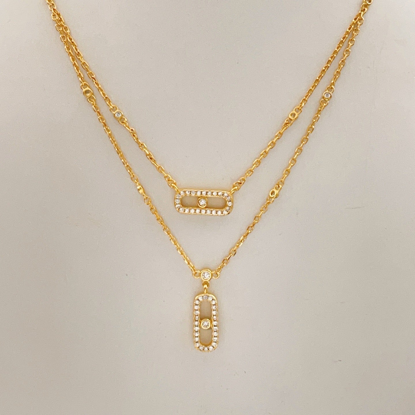 [Stars Jewelry]MOVE 2 ROW DIAMOND NECKLACE
