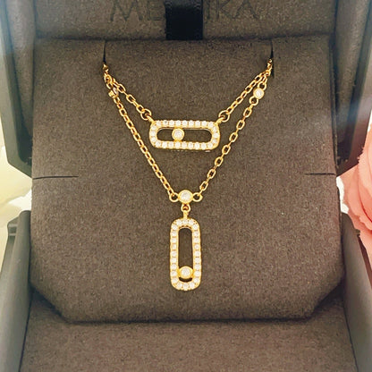 [Stars Jewelry]MOVE 2 ROW DIAMOND NECKLACE