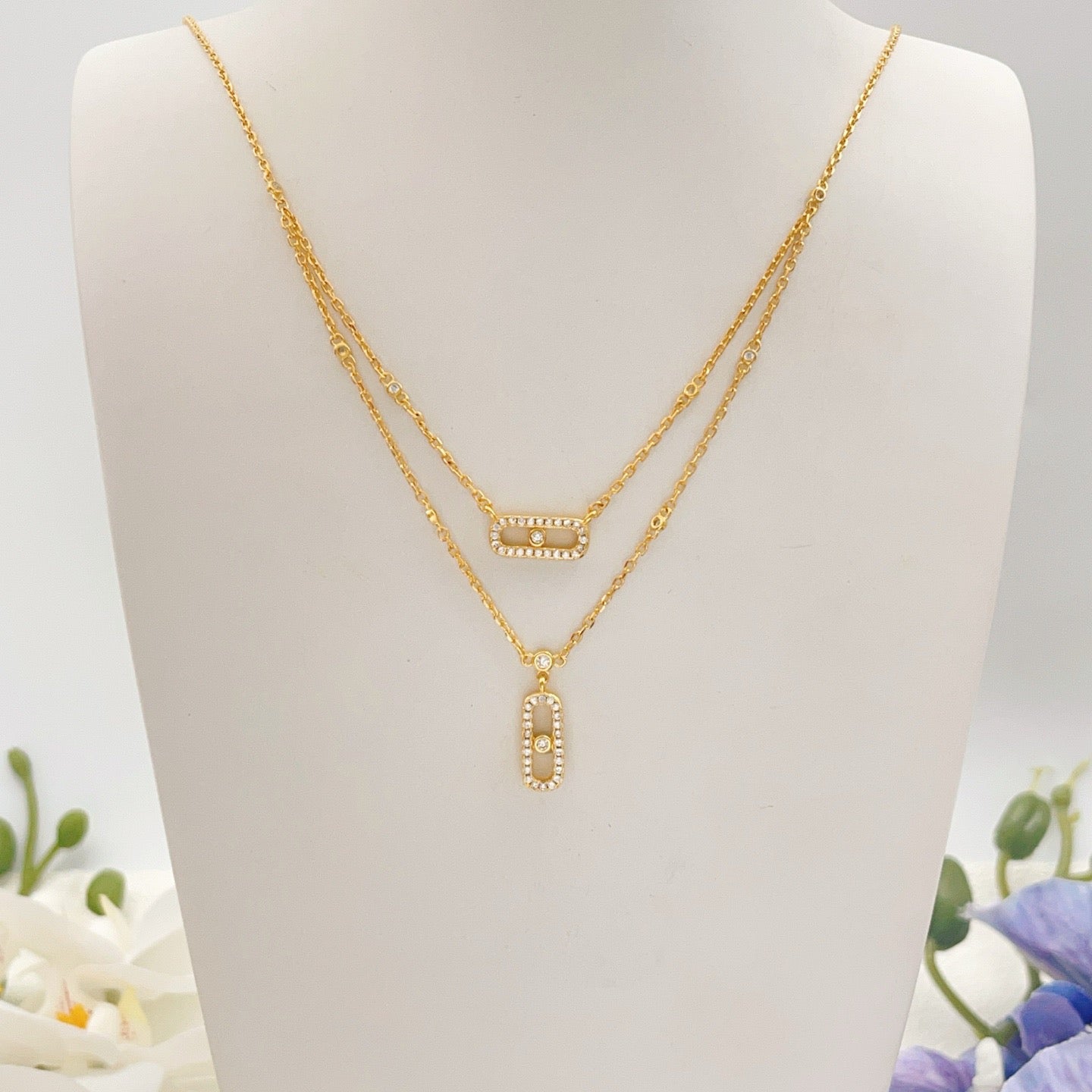 [Stars Jewelry]MOVE 2 ROW DIAMOND NECKLACE