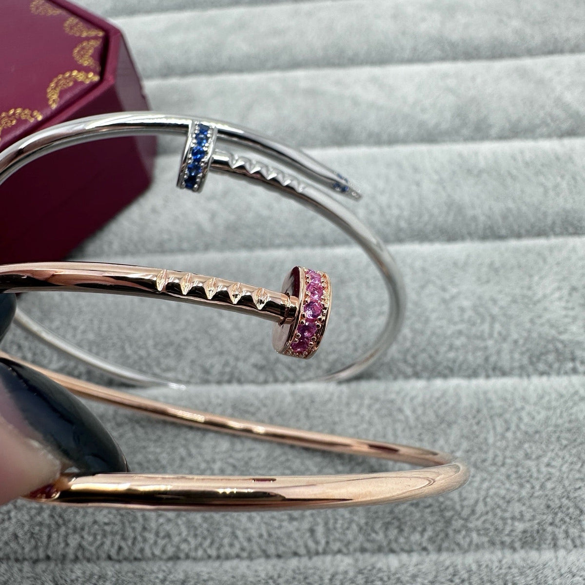 [Stars Jewelry]JUSTE BRACELET 2.5MM PINK STONES AT BOTH ENDS