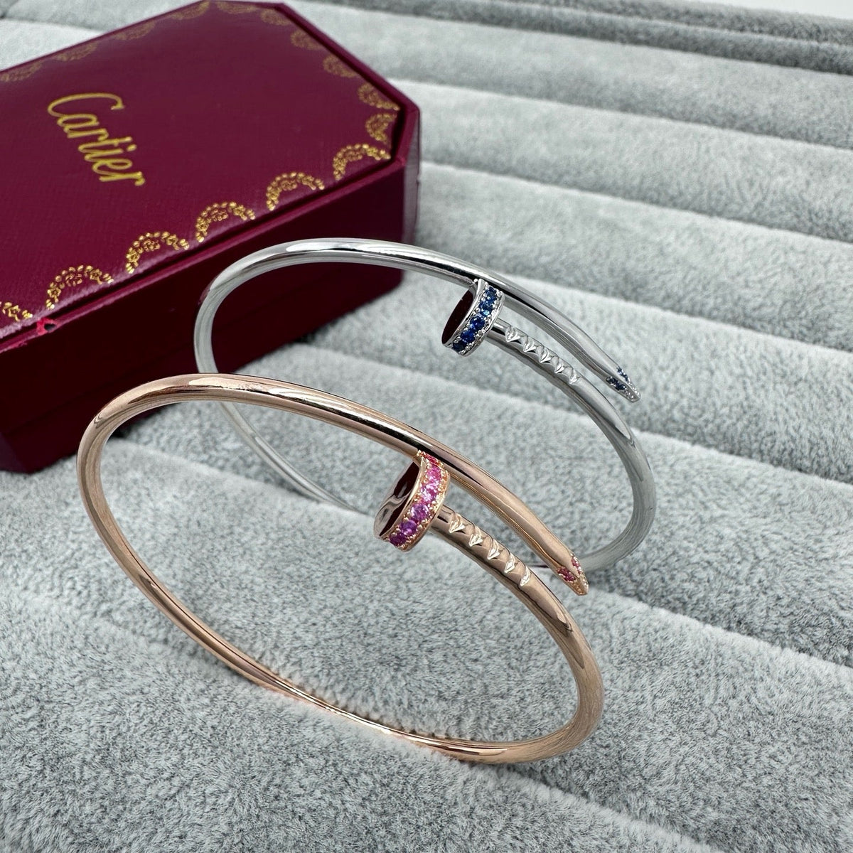 [Stars Jewelry]JUSTE BRACELET 2.5MM PINK STONES AT BOTH ENDS