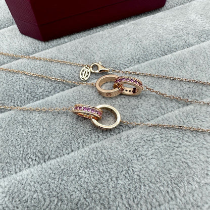 [Stars Jewelry]LOVE DOUBLE PINK STONES RING BRACELET