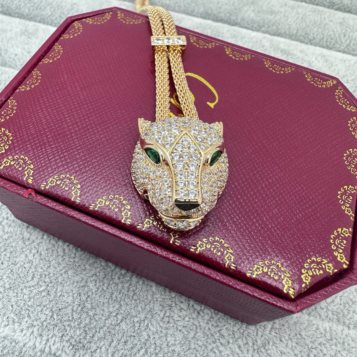 [Stars Jewelry]FULL STONE BIG LEOPARD HEAD NECKLACE