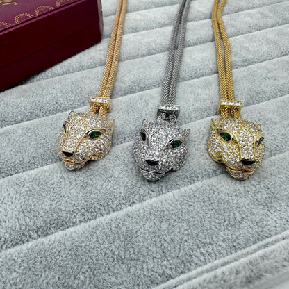 [Stars Jewelry]FULL STONE BIG LEOPARD HEAD NECKLACE