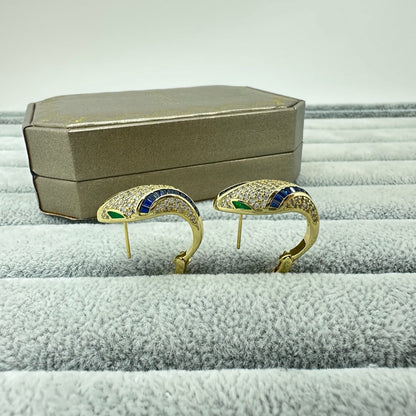 [Stars Jewelry]FULL STONE TWO-TONE SNAKE EARRING STUDS