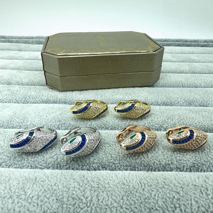 [Stars Jewelry]FULL STONE TWO-TONE SNAKE EARRING STUDS
