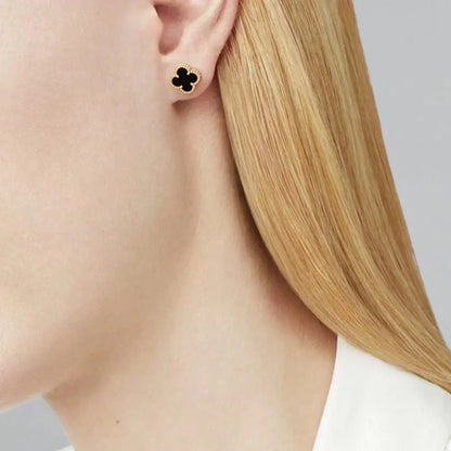 [Stars Jewelry]CLOVER MINI 9.5MM BLACK MOP EARRINGS