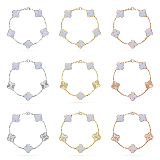 [Stars Jewelry] CLOVER 5 MOTIF PURPLE CHALCEDONY BRACELET COLLECTION