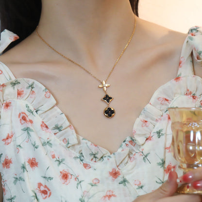 [Stars Jewelry]STAR AND SUN ONYX PINK GOLD NECKLACE