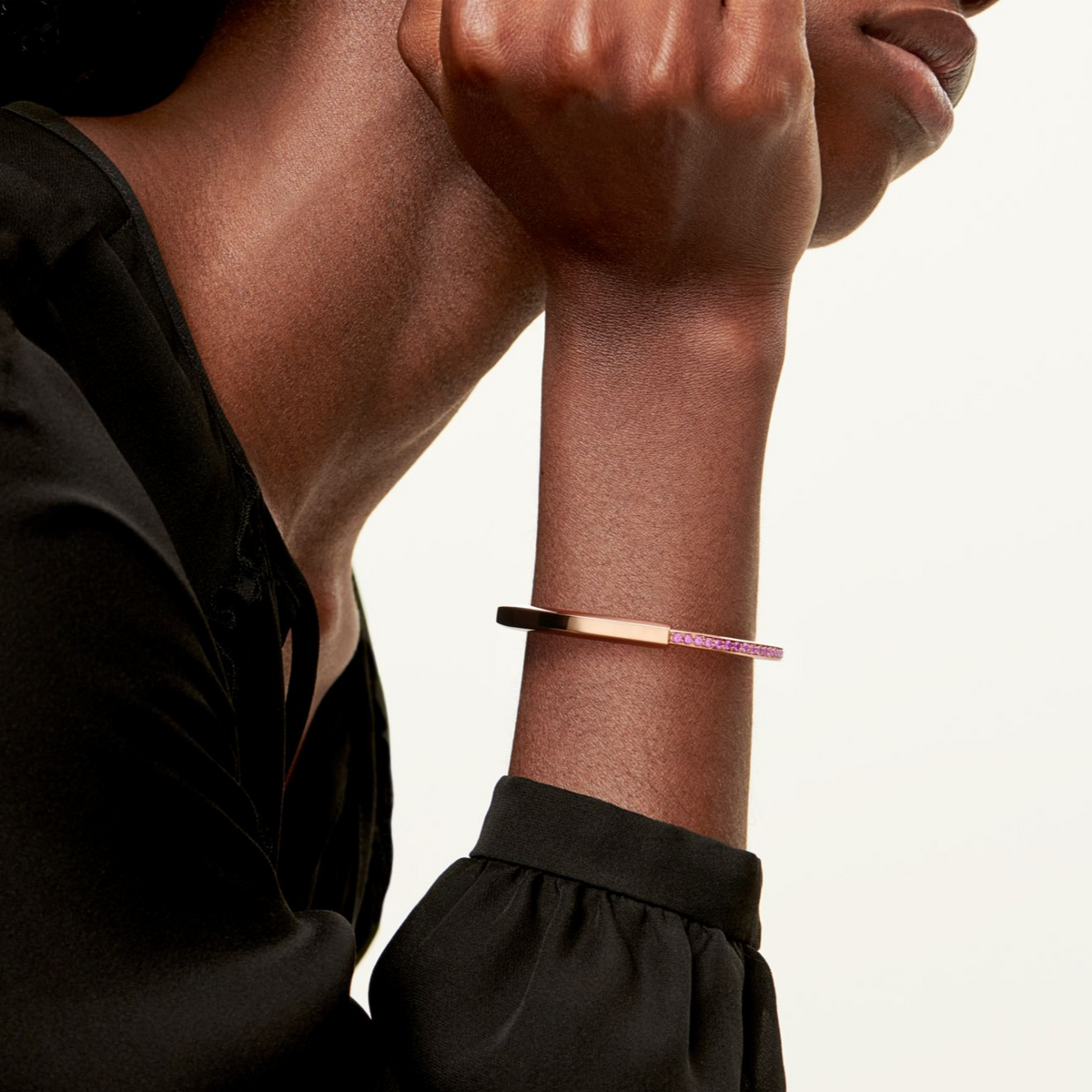 [Stellar jewels]LOCK BRACELET ROSE DIAMOND PINK GOLD