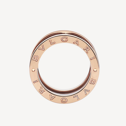 [Stars Jewelry]ZERO 1 FOUR-BAND LOOPS AND BLACK CERAMIC SPIRAL PINK GOLD RING