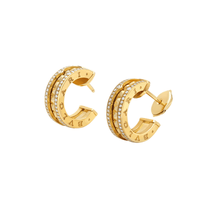 [Stars Jewelry]ZERO 1 ROCK GOLD EARRINGS WITH STUDDED SPIRAL AND PAVED DIAMONDS