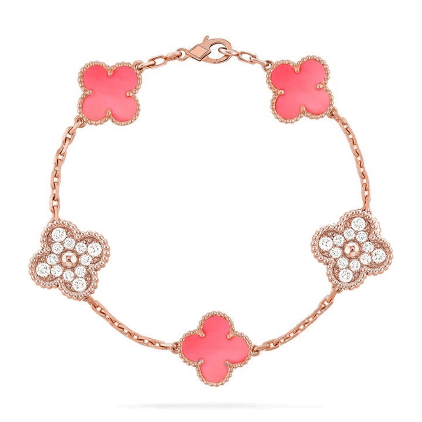 [Stars Jewelry] CLOVER 5 MOTIFS  PINK MOP BRACELET COLLECTION