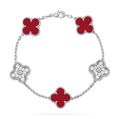 [Stars Jewelry] CLOVER 5 MOTIF RED CORNELIAN BRACELET COLLECTION