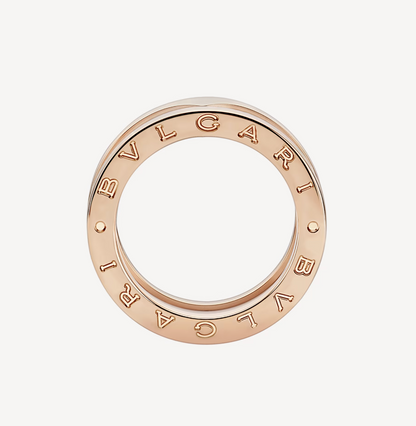 [Stars Jewelry]ZERO 1 TWO-BAND LOOPS AND WHITE CERAMIC SPIRAL PINK GOLD RING