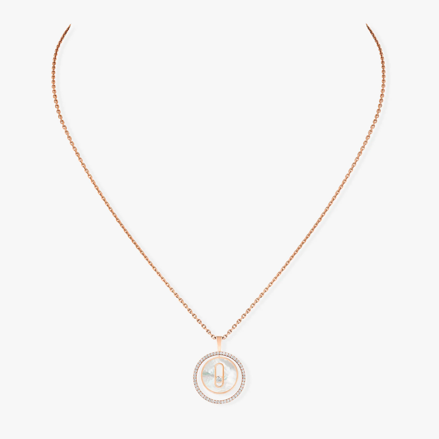 [Stars Jewelry]LUCKY MOVE 1 DIAMOND WHITE MOTHER OF PEARL PINK GOLD DIAMOND NECKLACE