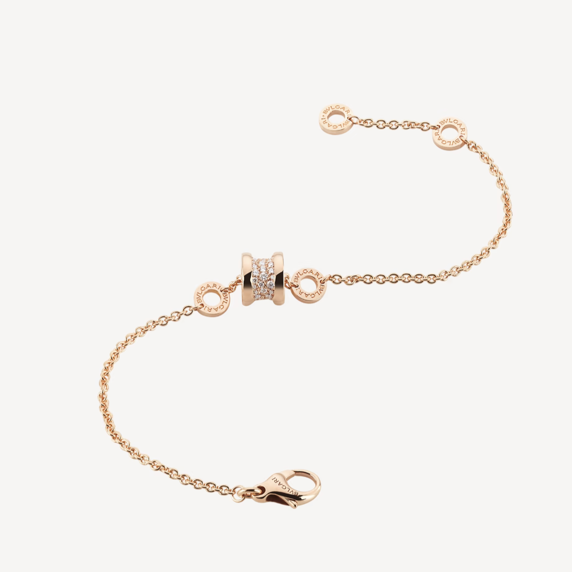 [Stars Jewelry]ZERO 1 SOFT PINK GOLD WITH PAVED DIAMONDS ON THE SPIRAL BRACELET