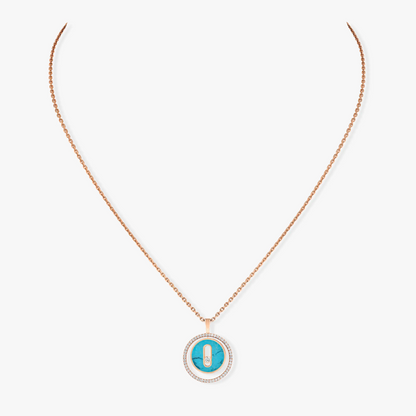 [Stars Jewelry]LUCKY MOVE 1 DIAMOND TURQUOISE PINK GOLD DIAMOND NECKLACE