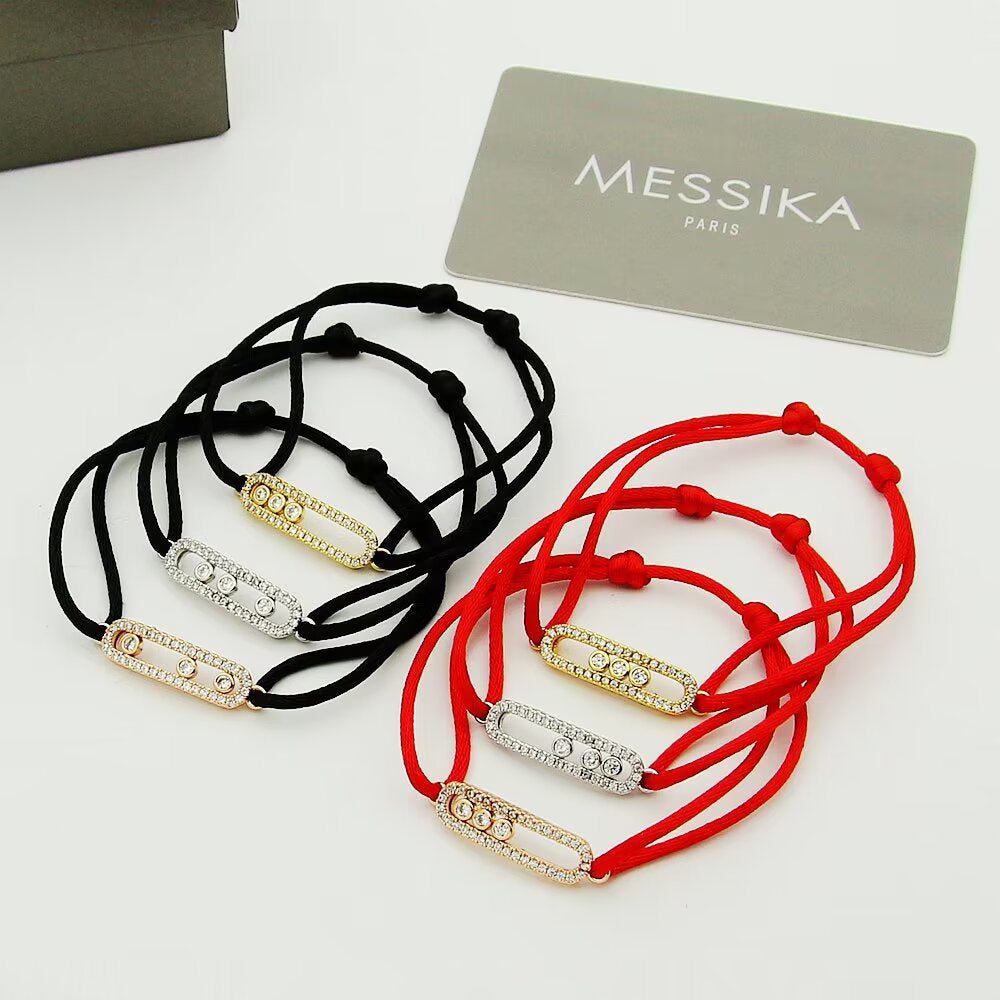 [Stars Jewelry]Care(Medium-3.5mm) pink cord pavé bracelet