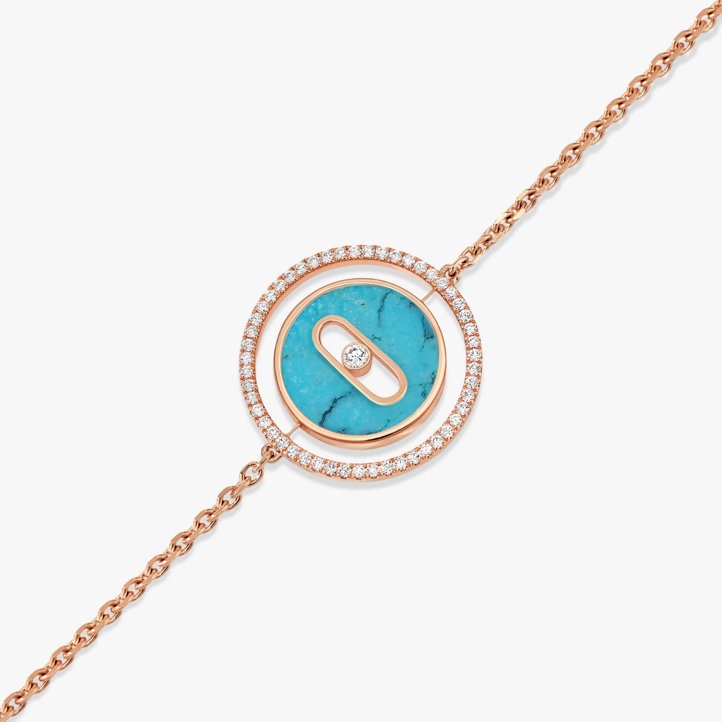 [Stars Jewelry]LUCKY MOVE TURQUOISE PINK GOLD DIAMOND BRACELET(Adjustable)
