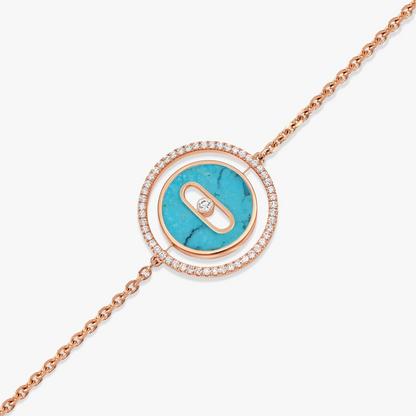 [Stars Jewelry]LUCKY MOVE TURQUOISE PINK GOLD DIAMOND BRACELET(Adjustable)