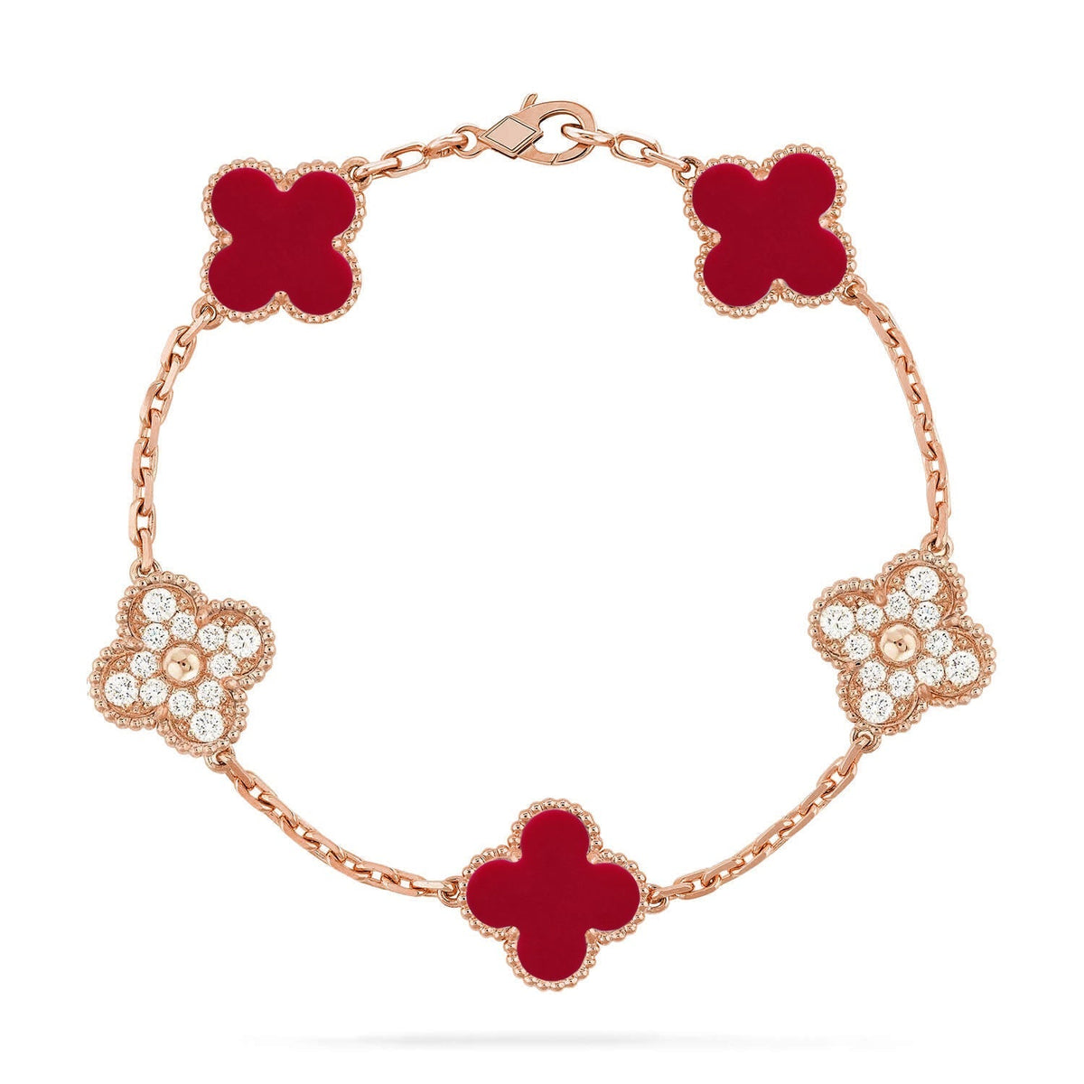 [Stars Jewelry] CLOVER 5 MOTIF RED CORNELIAN BRACELET COLLECTION