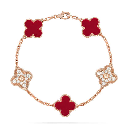 [Stars Jewelry] CLOVER 5 MOTIF RED CORNELIAN BRACELET COLLECTION