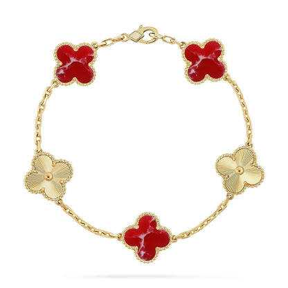 [Stars Jewelry]CLOVER 5 MOTIF RED PATTERN BRACELET COLLECTION