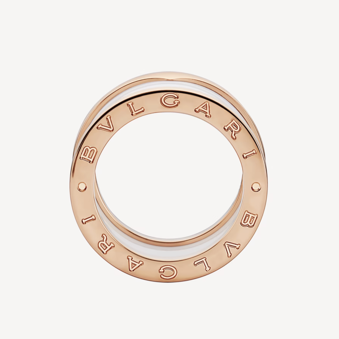 [Stars Jewelry]ZERO 1 FOUR-BAND LOOPS AND WHITE CERAMIC SPIRAL PINK GOLD RING
