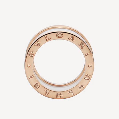 [Stars Jewelry]ZERO 1 FOUR-BAND LOOPS AND WHITE CERAMIC SPIRAL PINK GOLD RING