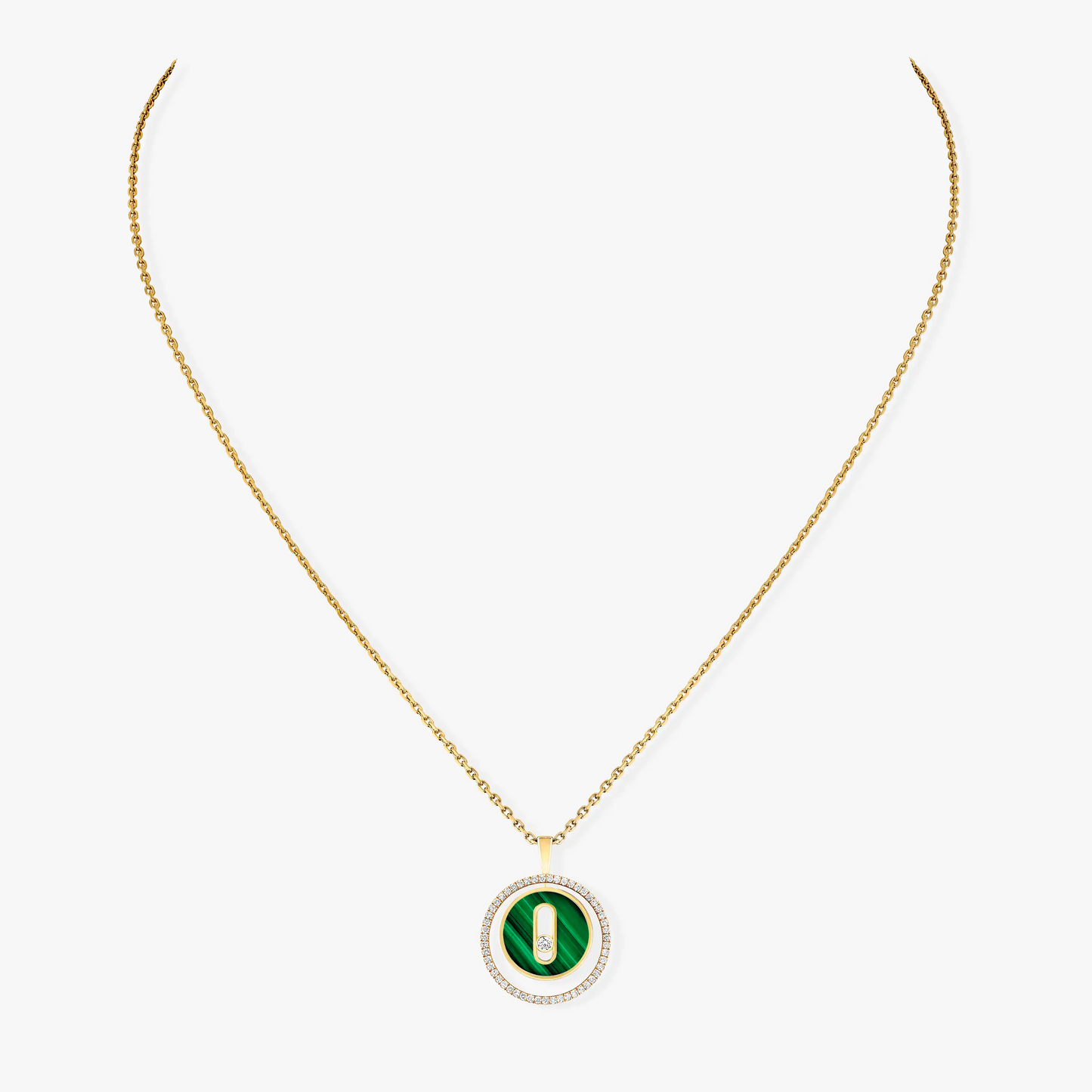 [Stars Jewelry]LUCKY MOVE 1 DIAMOND MALACHITE GOLD DIAMOND NECKLACE