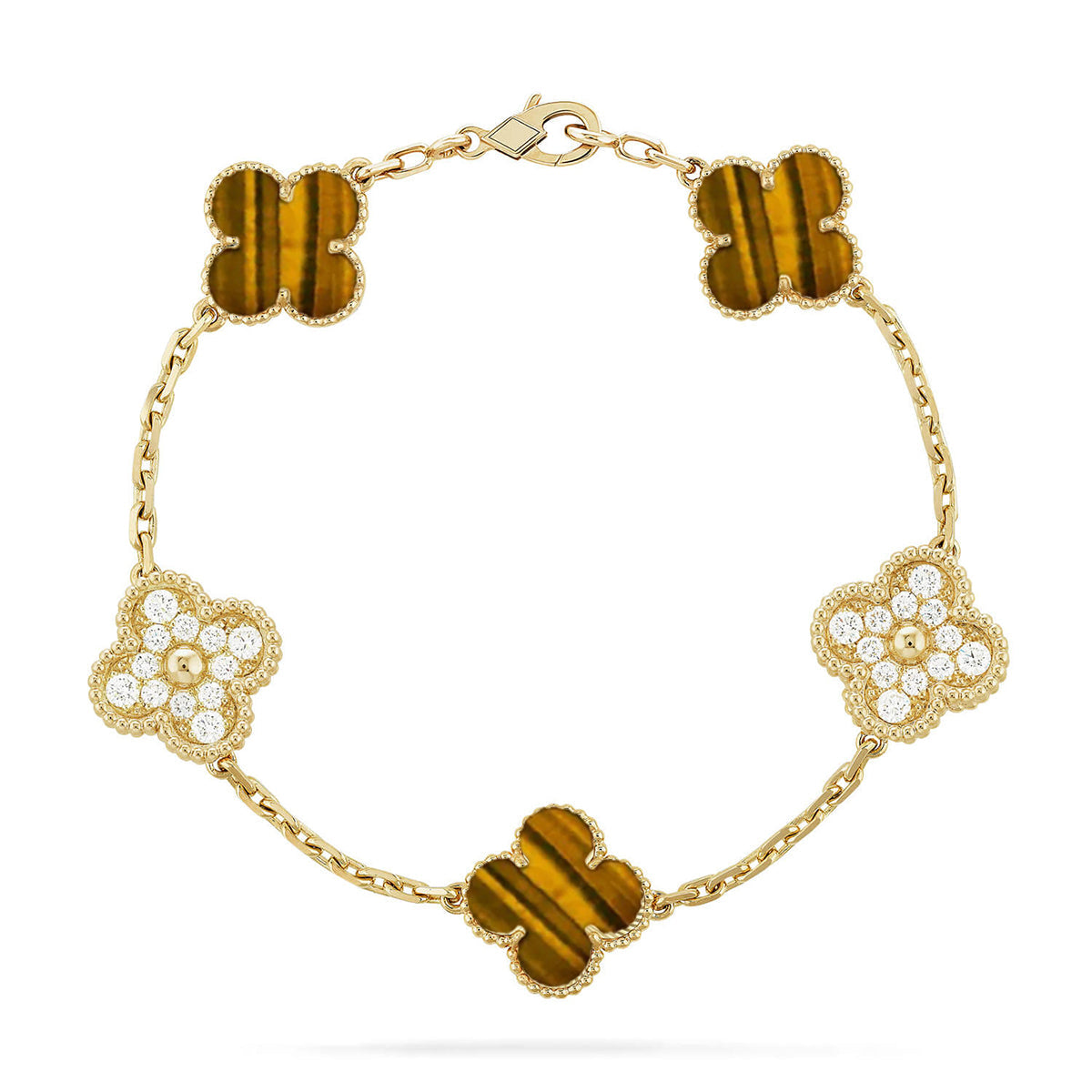 [Stars Jewelry] CLOVER 5 MOTIFS TIGER EYE BRACELET COLLECTION
