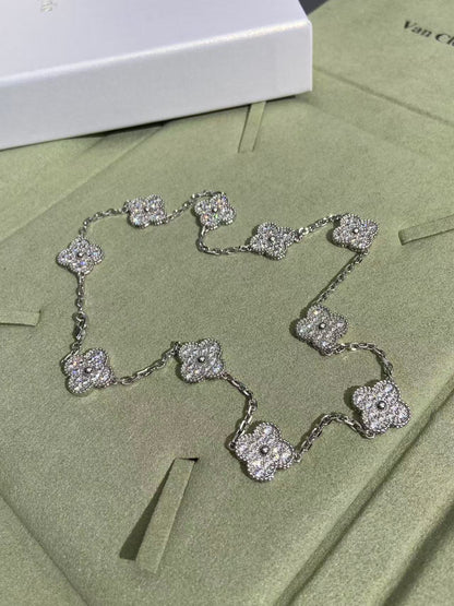 [Stars Jewelry]CLOVER 10 MOTIFS  FULL DIAMOND NECKLACE