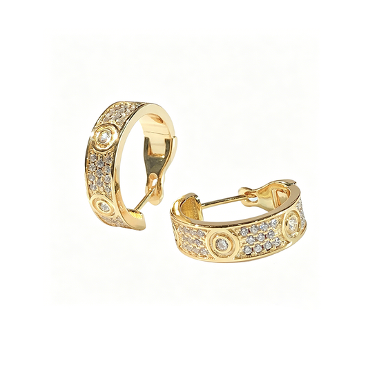 [Stars Jewelry]LOVE 5.5MM DIAMOND PAVED EARRINGS