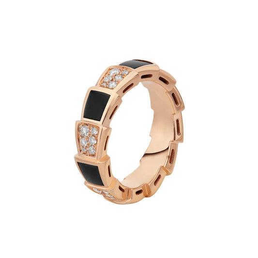 [Stars Jewelry]SERPENTI RING PINK GOLD BLACK MOP DIAMOND PAVED 4MM