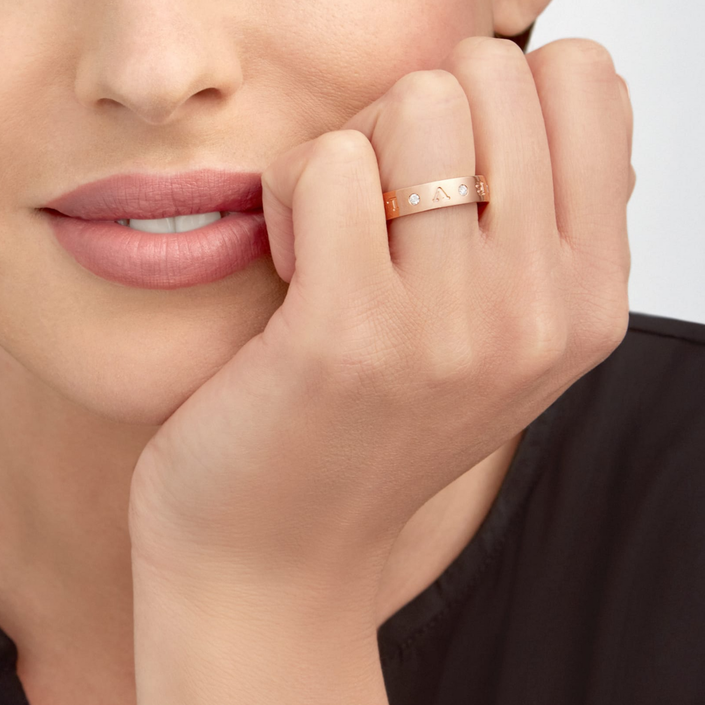 [Stars Jewelry]ZERO 1 ESSENTIAL PINK GOLD BAND WITH DIAMONDS RING